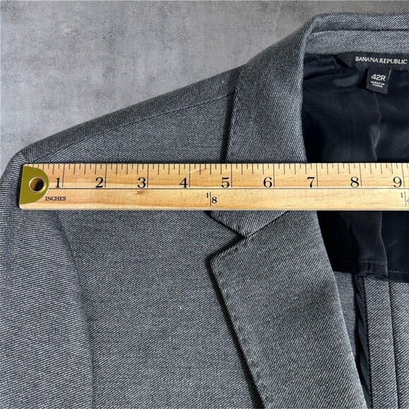 BANANA REPUBLIC Slim fit Mens Blazer 42R Gray Sport Coat 2-Button Jacket Stretch - Picture 6 of 13